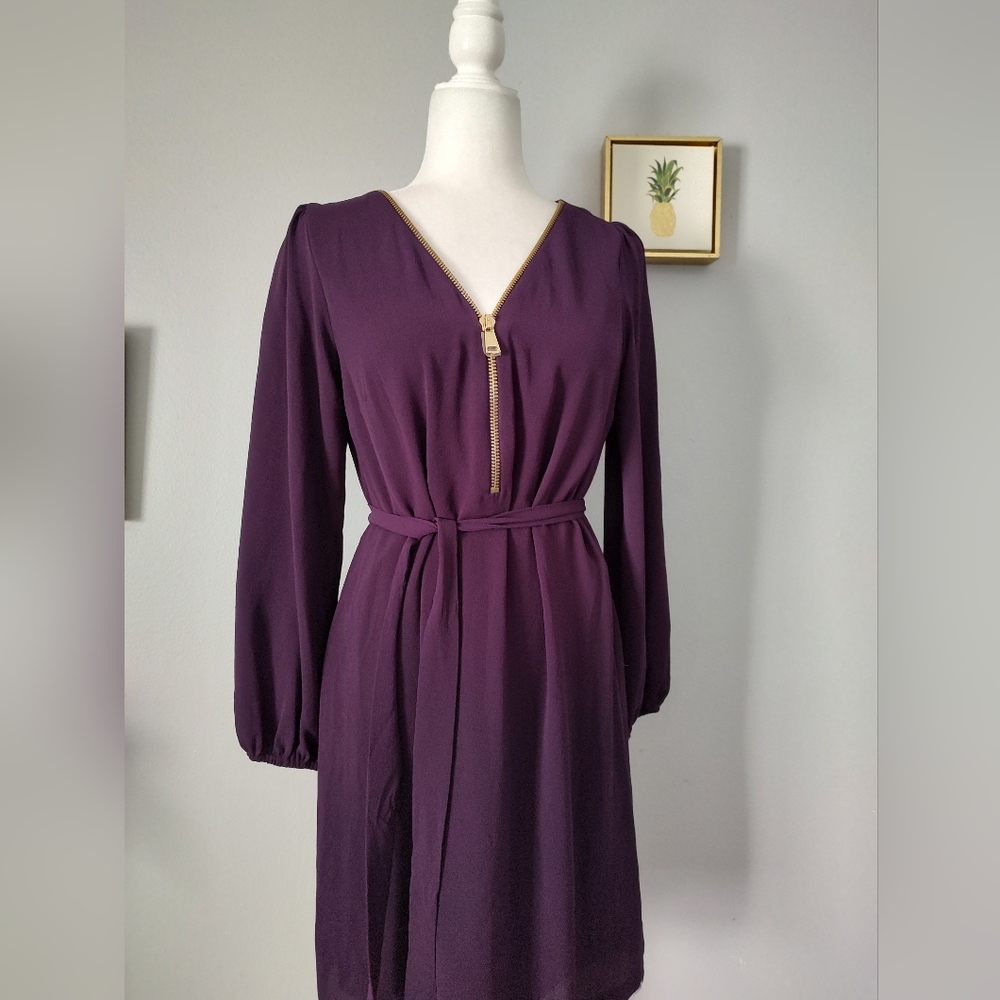 Dress MSK  size 6 brand new with out tags color purple Long sleeves Midi Shift